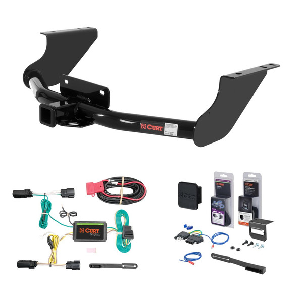 2011 - 2018 RAM ProMaster City Excluding factory receiver Curt 2" Class 3 Trailer Tow Hitch + 5-Flat Wiring Kit Tow Boat/Utility Trailer with Surge Brakes 13374 - CURT