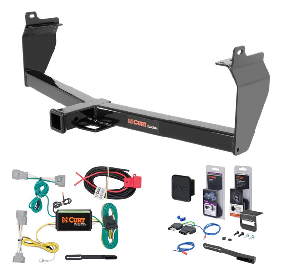 2014 - 2019 Jeep Cherokee Curt 2" Class 3 Trailer Tow Hitch + 5-Flat Wiring Kit Tow Boat/Utility Trailer with Surge Brakes 13171 - CURT