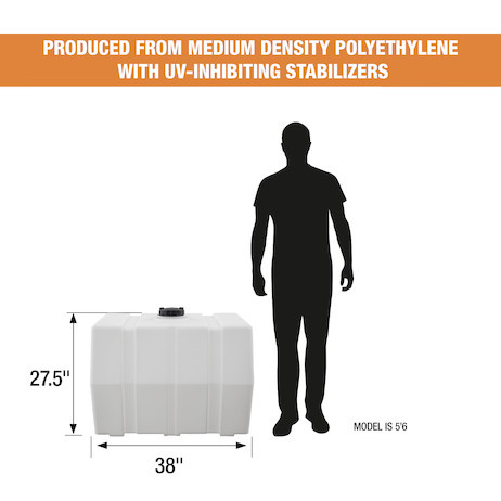 Buyers Products 100 Gallon, 38x30x29 Inch Square Storage Tank 550-82123929, Polyethylene, Non-Flammable Liquids