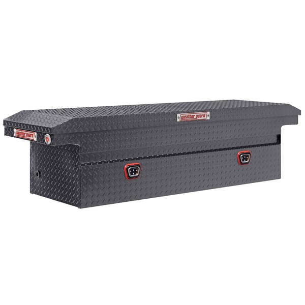 Weather Guard 121-6-04 Aluminum Saddle Tool Box, 11 Cu Ft, Full Low Profile, Gunmetal Gray, Tamper Resistant Lock