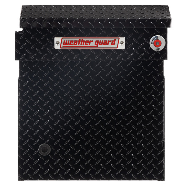 WEATHER GUARD 123-5-04 Aluminum Saddle Tool Box, 15 cu ft, Full Deep, Gloss Black, 1KEY Ultralock System