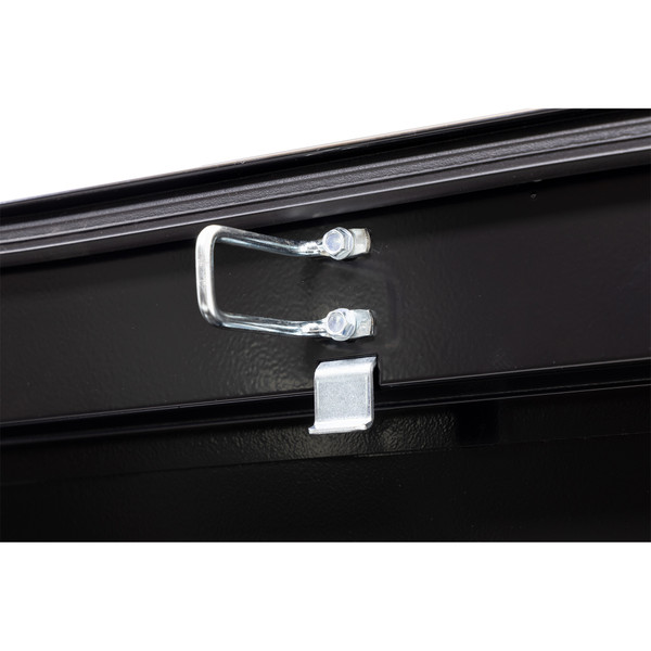 WEATHER GUARD 11 Cu Ft Steel Low Profile Saddle Tool Box 120-5-04, Gloss Black, Tamper Resistant Push Button Lock