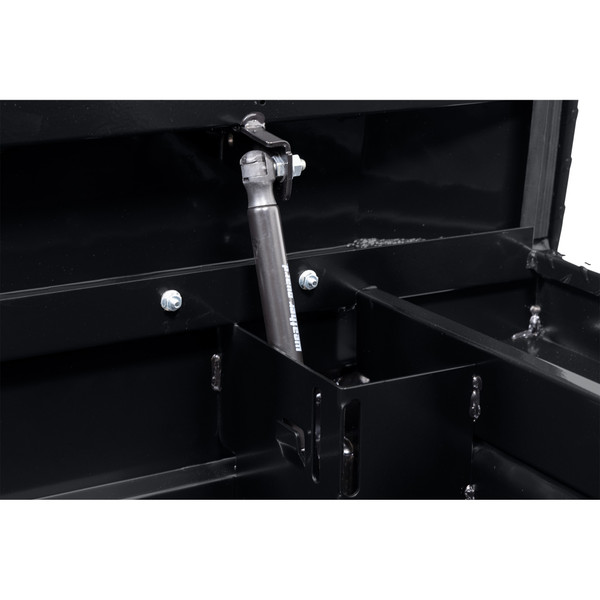 WEATHER GUARD 121-5-04 Aluminum Saddle Tool Box, 11 cu ft, Full Low Profile, Gloss Black, Tamper Resistant Push Button Lock