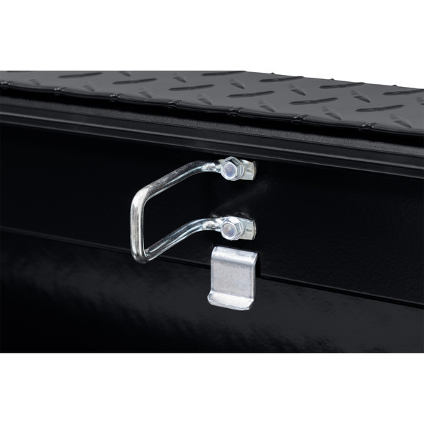 WEATHER GUARD 121-5-04 Aluminum Saddle Tool Box, 11 cu ft, Full Low Profile, Gloss Black, Tamper Resistant Push Button Lock