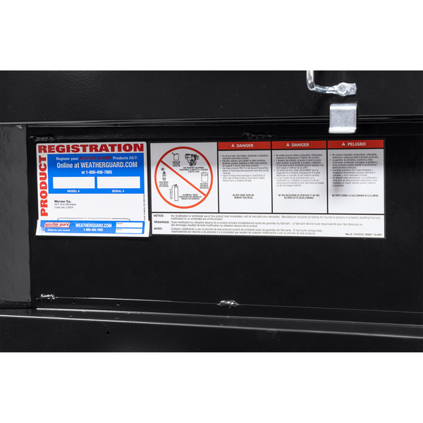 WEATHER GUARD 121-5-04 Aluminum Saddle Tool Box, 11 cu ft, Full Low Profile, Gloss Black, Tamper Resistant Push Button Lock