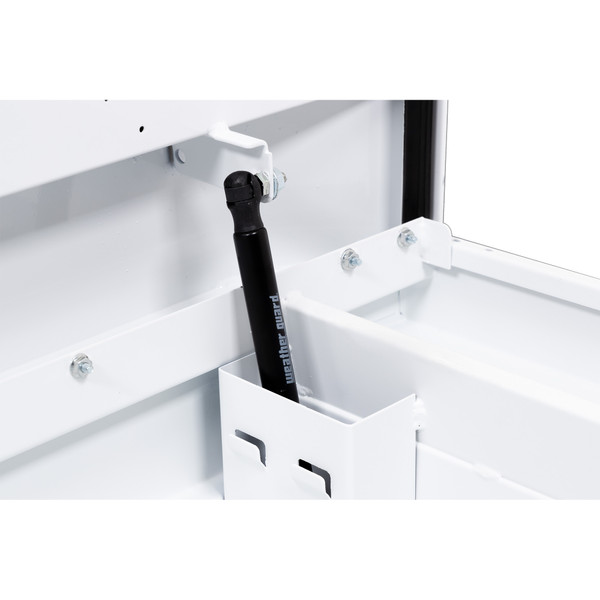 WEATHER GUARD 120-3-04 Steel Saddle Box, 11 Cu Ft, Full Low Profile, White Powder Coat, Tamper Resistant Lock