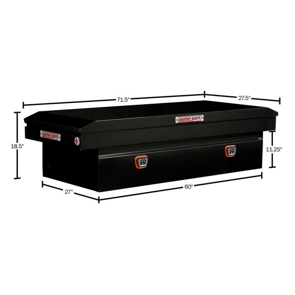 WEATHER GUARD 15.5 Cu Ft Steel Saddle Tool Box 116-5-04, Extra Wide, Gloss Black, Tamper Resistant Push Button Lock