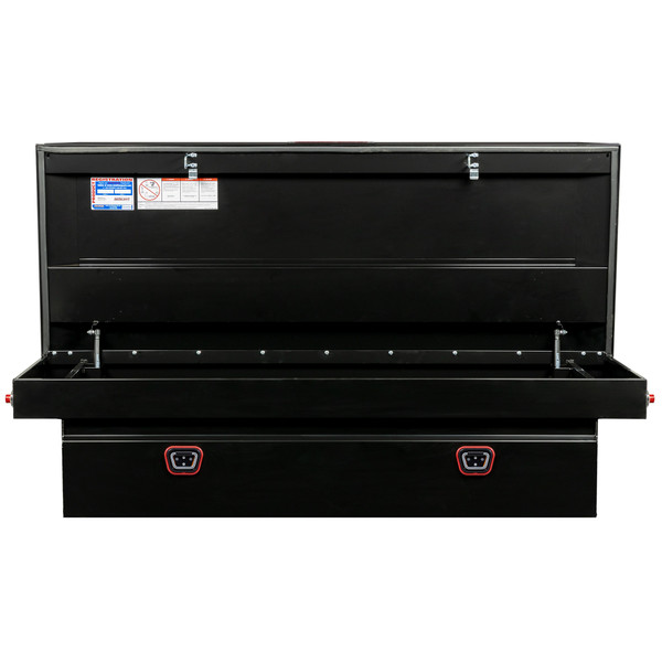 WEATHER GUARD 15.5 Cu Ft Steel Saddle Tool Box 116-5-04, Extra Wide, Gloss Black, Tamper Resistant Push Button Lock