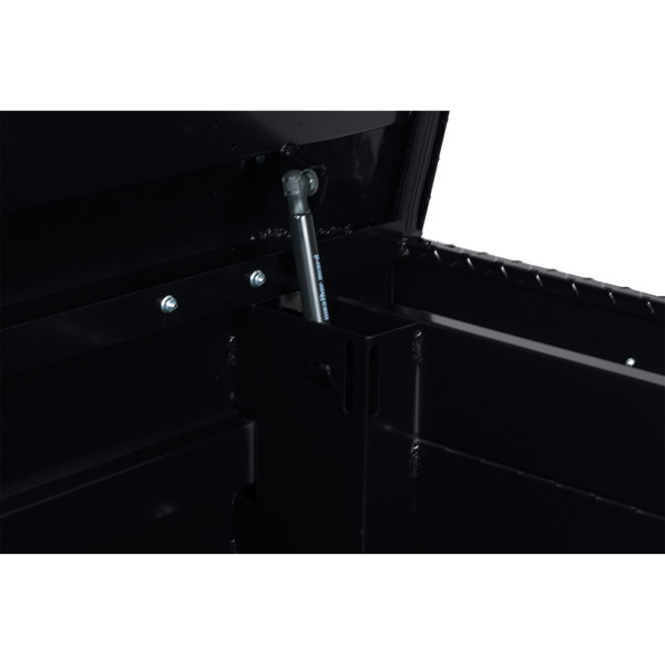 WEATHER GUARD 117-5-04 Aluminum Saddle Tool Box, 15.5 Cu Ft, Extra Wide, Gloss Black, Tamper Resistant Push Button Lock