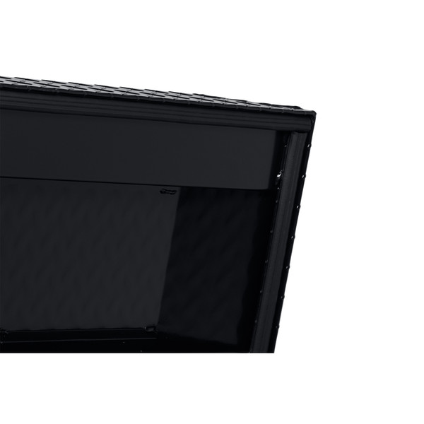 WEATHER GUARD 117-5-04 Aluminum Saddle Tool Box, 15.5 Cu Ft, Extra Wide, Gloss Black, Tamper Resistant Push Button Lock