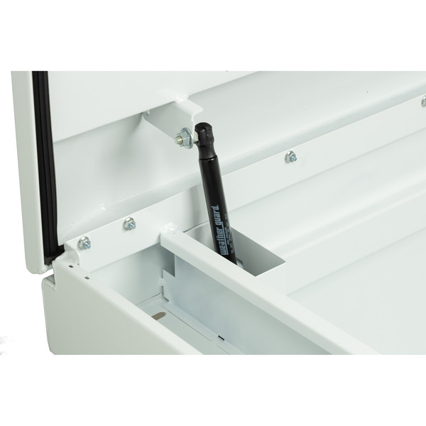 WEATHER GUARD 116-3-04 Steel Saddle Tool Box, 15.5 Cu Ft, Extra Wide, White Powder Coat, Tamper Resistant Lock