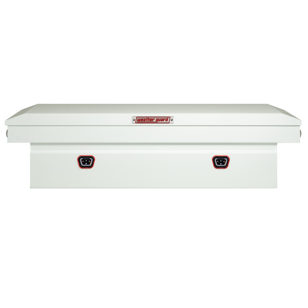 WEATHER GUARD 116-3-04 Steel Saddle Tool Box, 15.5 Cu Ft, Extra Wide, White Powder Coat, Tamper Resistant Lock - Weather Guard