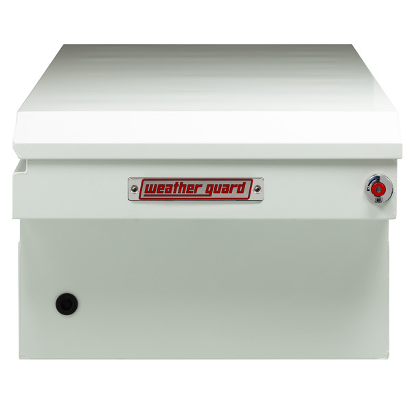 WEATHER GUARD 116-3-04 Steel Saddle Tool Box, 15.5 Cu Ft, Extra Wide, White Powder Coat, Tamper Resistant Lock