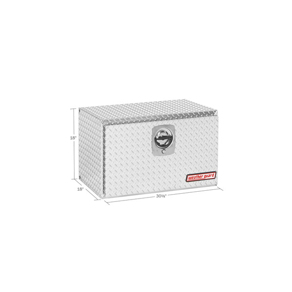 Weather Guard 631-0-02 5.4 Cu Ft, 30" x 18" x 18" Aluminum Underbed Tool Box, Diamond Plate Clear Coat