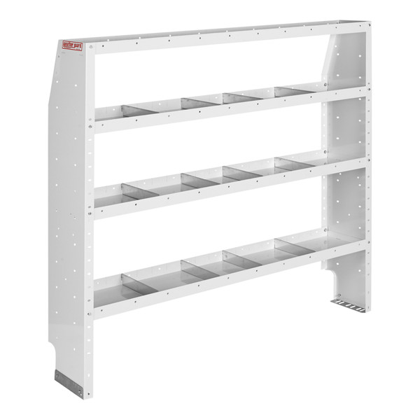 Weather Guard 60" x 60" x 13.5" Van Shelf Unit 9376-3-03, 4 Steel Shelves, 16 Dividers, White Powder Coat - Weather Guard