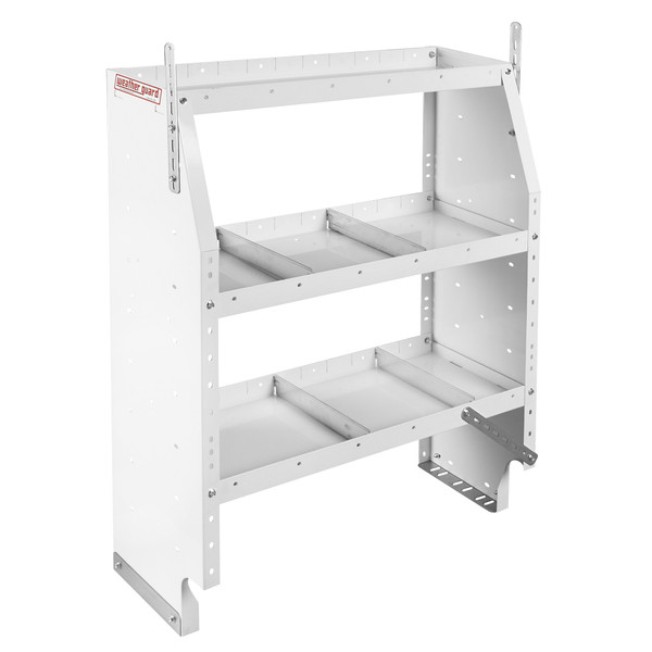 Weather Guard 9353-3-03 Adjustable Van Shelf Unit, 44"H x 36"W x 13.5"D, 3 Steel Shelves, 12 Dividers, White - Weather Guard