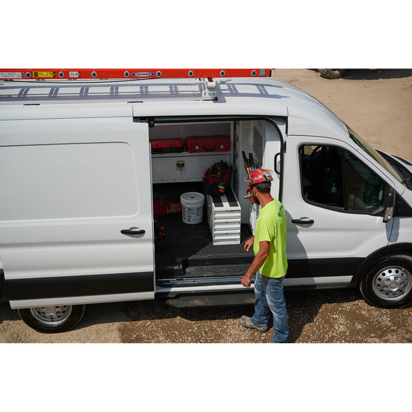 WEATHER GUARD 327-3 Aluminum Drawer Unit, 49" x 12.25" x 17.75", 75 lbs Capacity, White Van Storage System