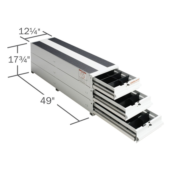 WEATHER GUARD 327-3 Aluminum Drawer Unit, 49" x 12.25" x 17.75", 75 lbs Capacity, White Van Storage System