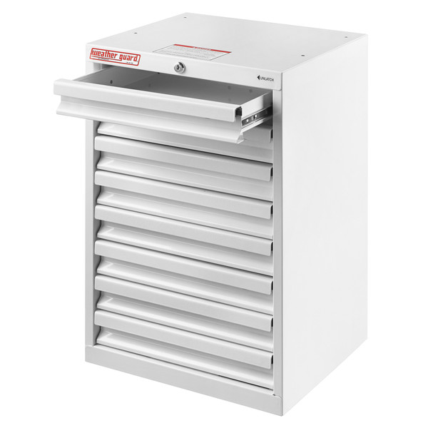 Weather Guard 9928-3-02 8-Drawer Van Storage Cabinet, 24"H x 16"W x 14"D, White Steel Floor Unit