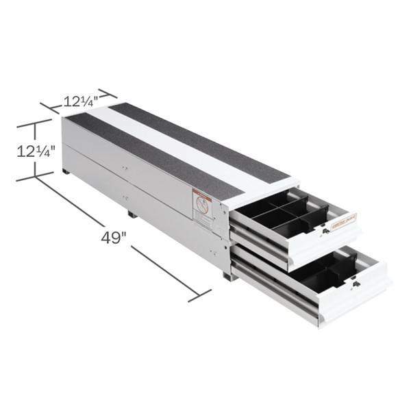 Weather Guard 326-3 Aluminum Drawer Unit, 49"L x 12.25"W x 12.25"H, 75 lbs Capacity Van Storage System