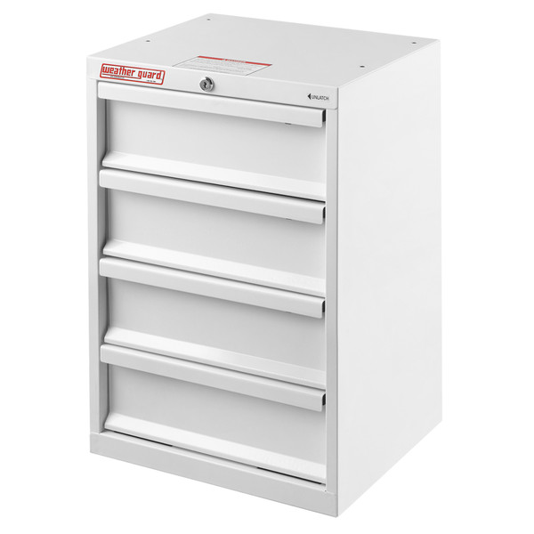 Weather Guard 9924-3-02 4 Drawer Steel Cabinet, 24"H x 16"W x 13.63"D, White Van Storage System - Weather Guard