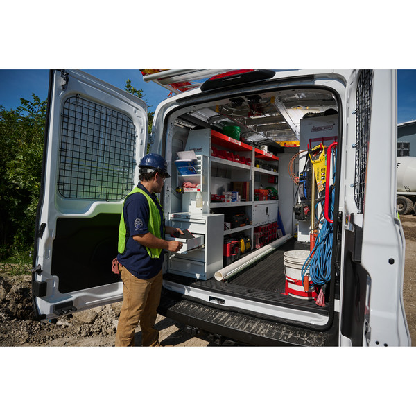 Weather Guard 9984-3-01 4 Drawer, 24"H x 18"W x 14"D Steel Van Storage Cabinet, White Powder Coat Floor Mount