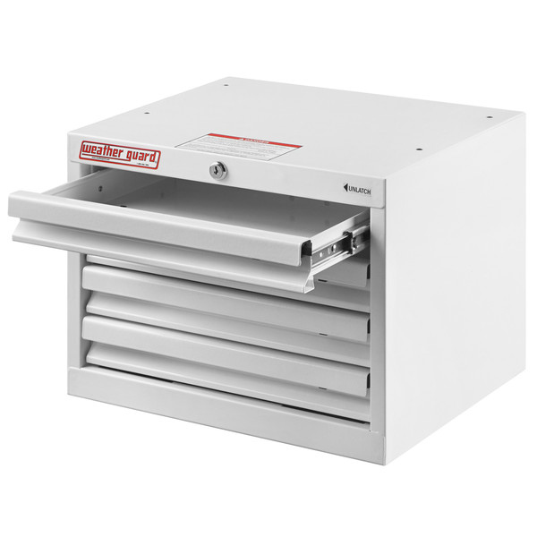 WEATHER GUARD 9914-3-02 4-Drawer Van Storage Cabinet, 16"W x 12"H x 13.63"D, White Steel Tool Organizer