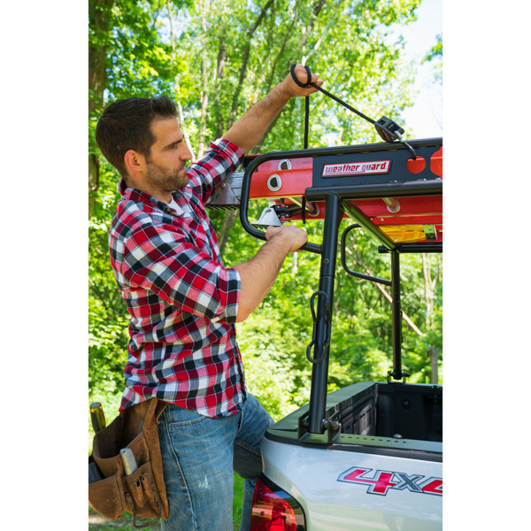 Weather Guard 1000 lbs, 33.38" H x 127.82" L Compact Steel Truck Rack 1345-52-02, No-Drill Bed Rail Mount