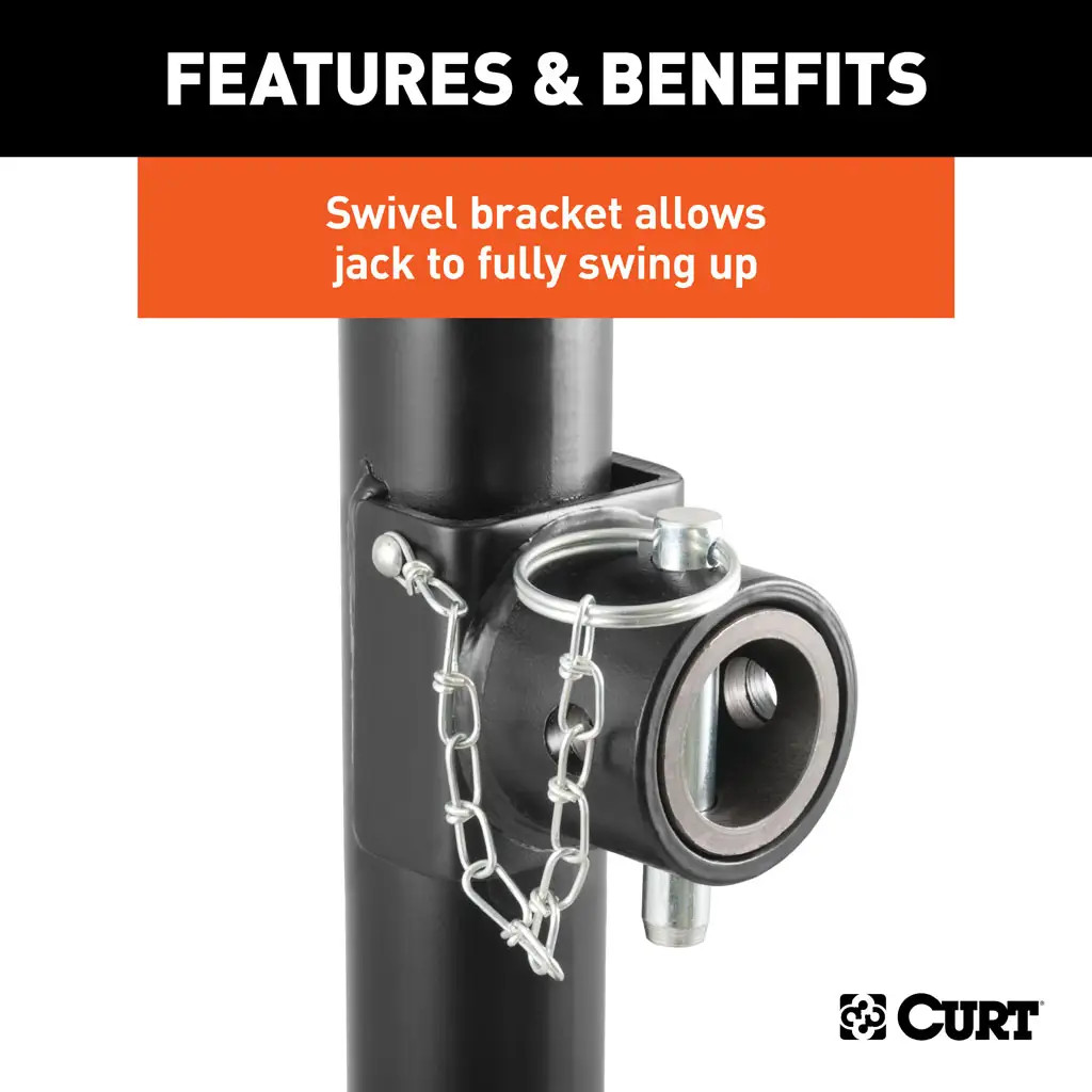 CURT Pipe-Mount Swivel Trailer Jack with Top Handle (5,000 lbs, 10" Travel) 25006 thumbnail 3