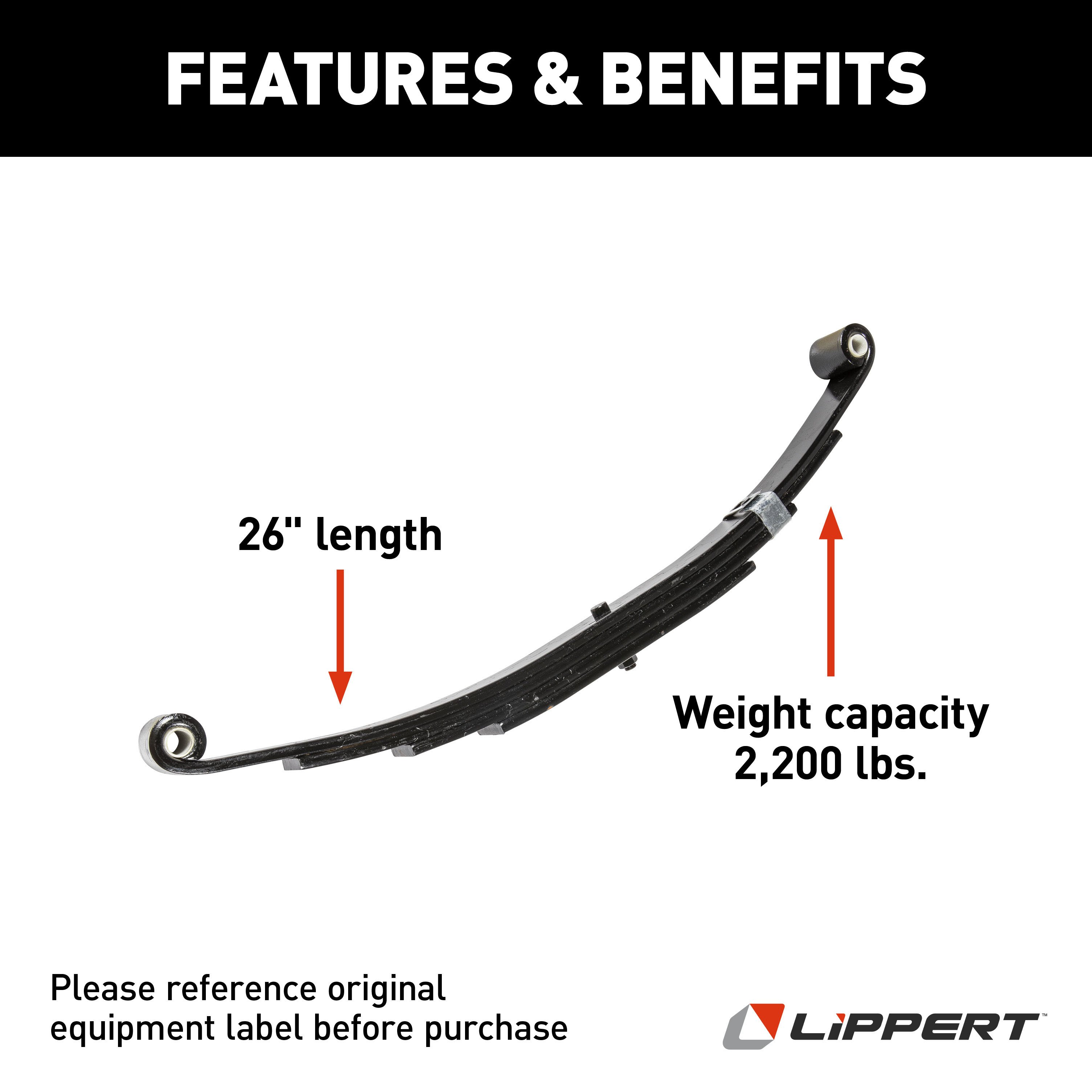 Lippert Replacement Trailer Leaf Spring - 26", 2,200-lb. Weight Capacity 129745 thumbnail 1