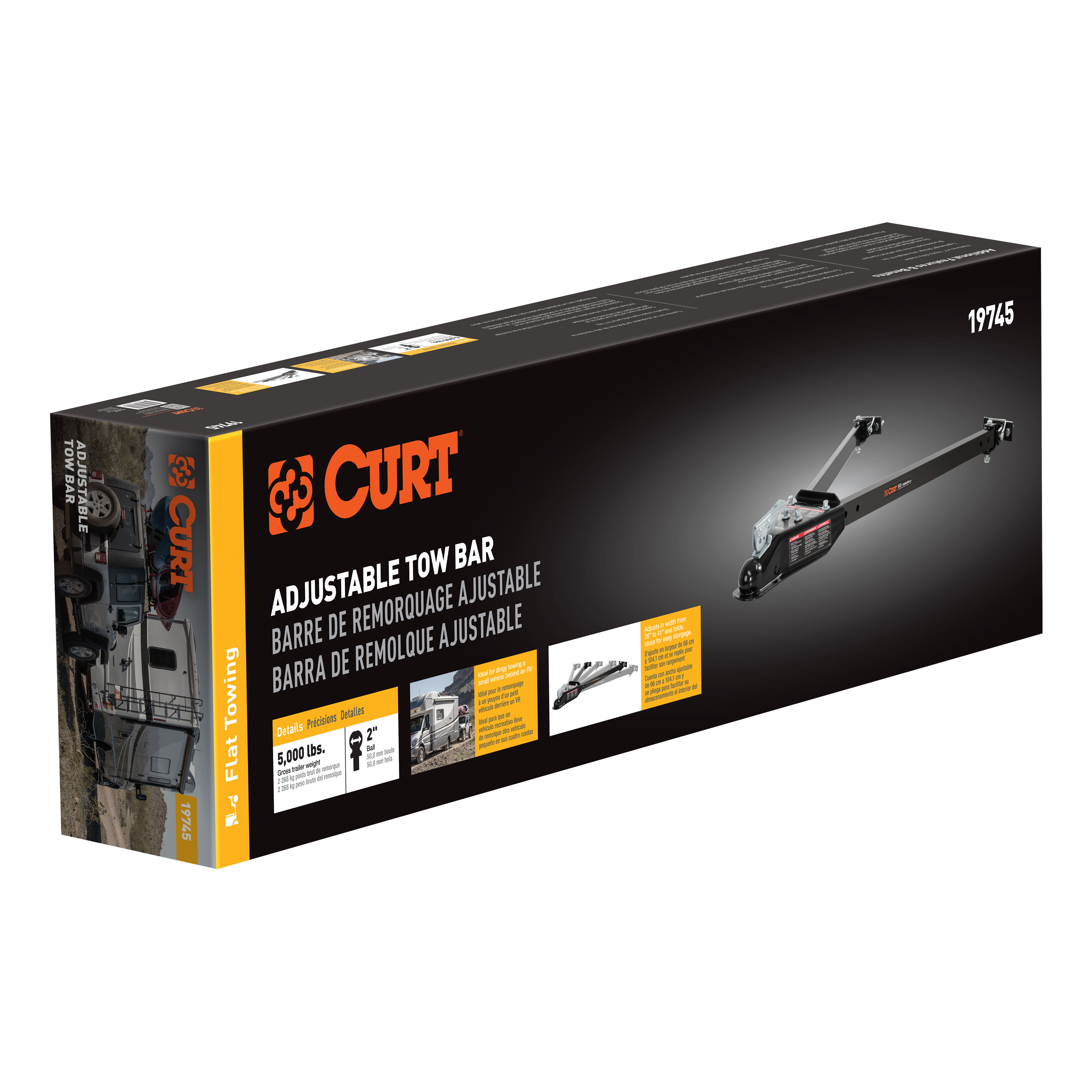 CURT 19745 Universal Car RV Tow Bars for Flat or Dinghy Towing, 5,000 lbs, 2-Inch Coupler thumbnail 4