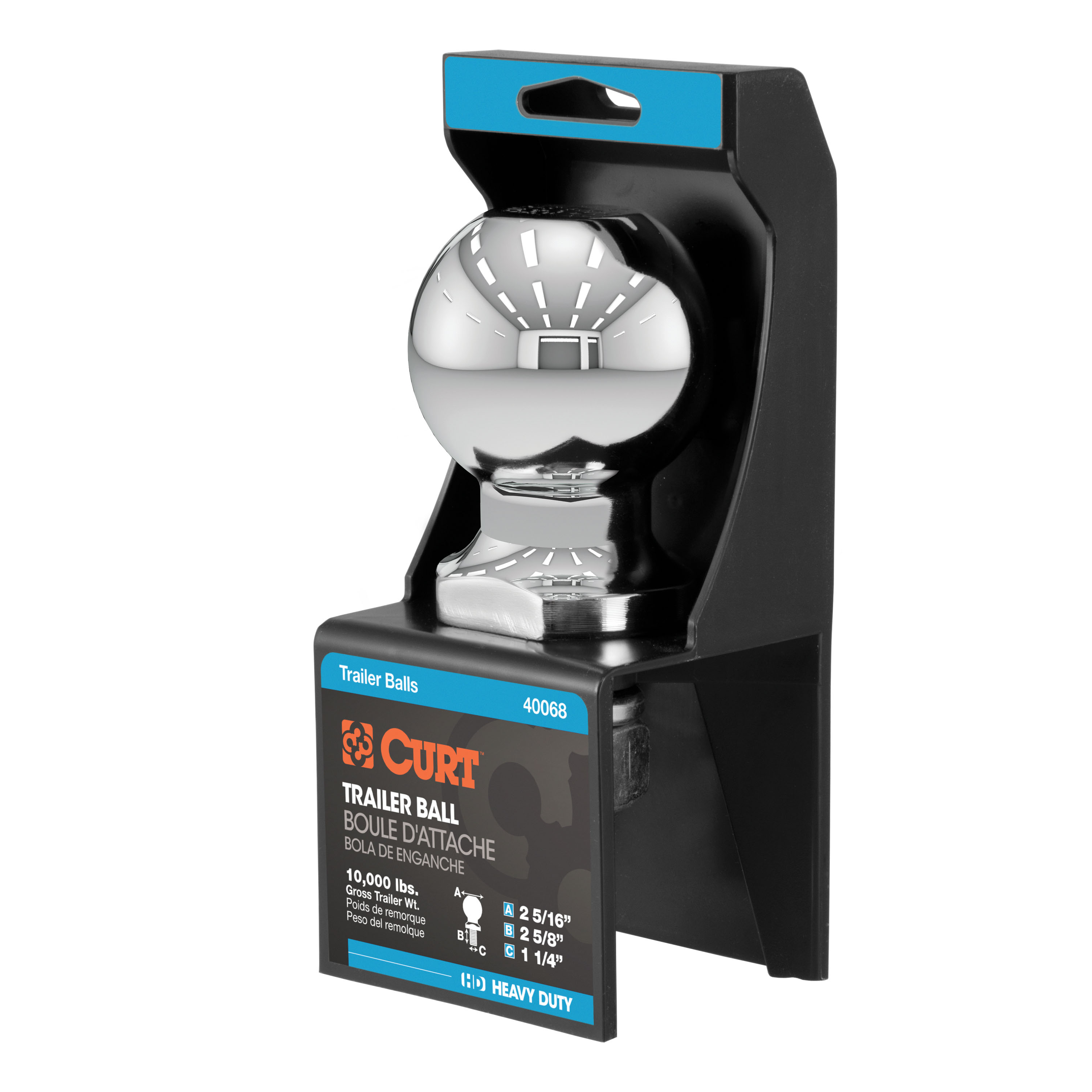 CURT 40068 Chrome Trailer Hitch Ball, 10,000 lbs, 2-5/16-Inch Diameter, 1-1/4 x 2-5/8-Inch Shank thumbnail 0