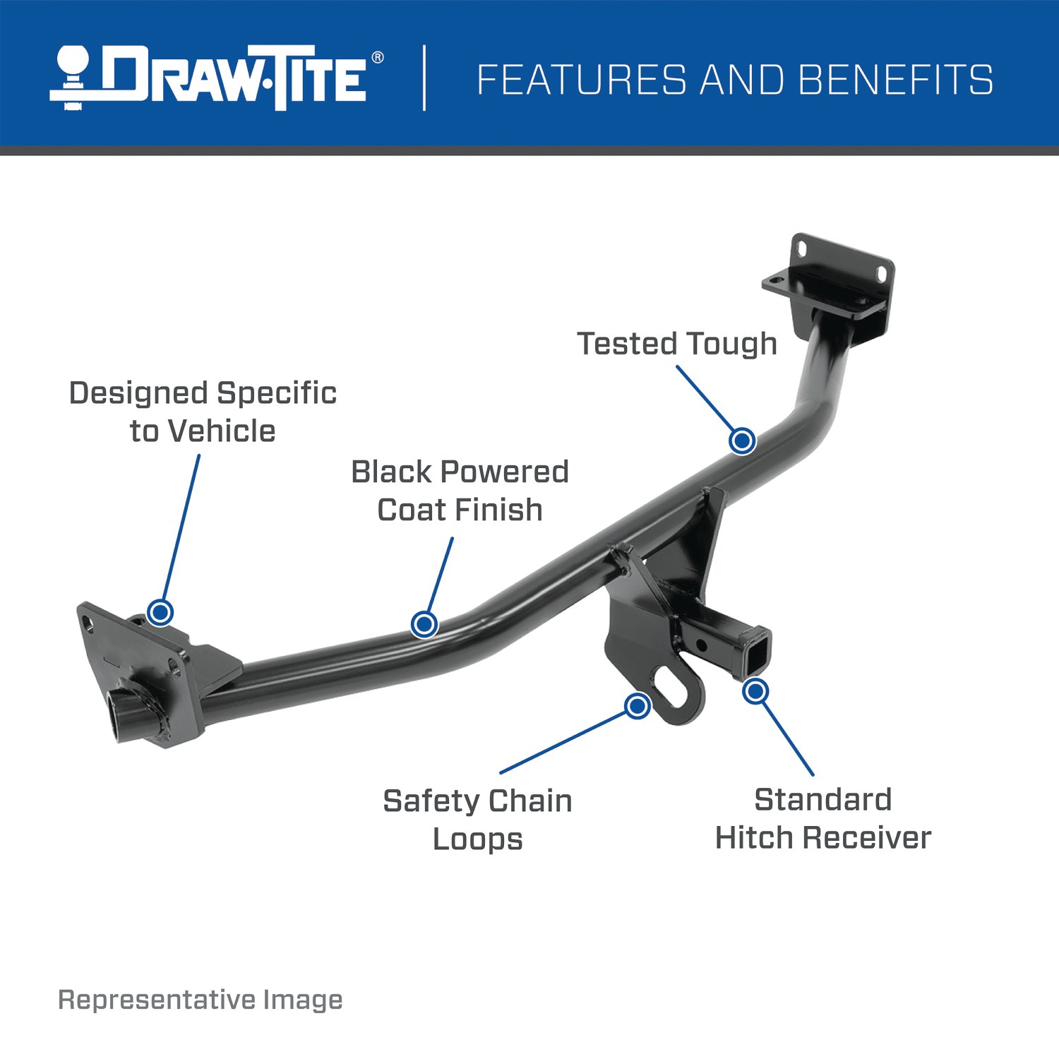 2013-2015 Toyota RAV4 Draw-tite Class 2 Trailer Hitch, 1-1/4 Inch Square Receiver Bundle w/ Plug-n-Play T-One Wiring Harness thumbnail 3