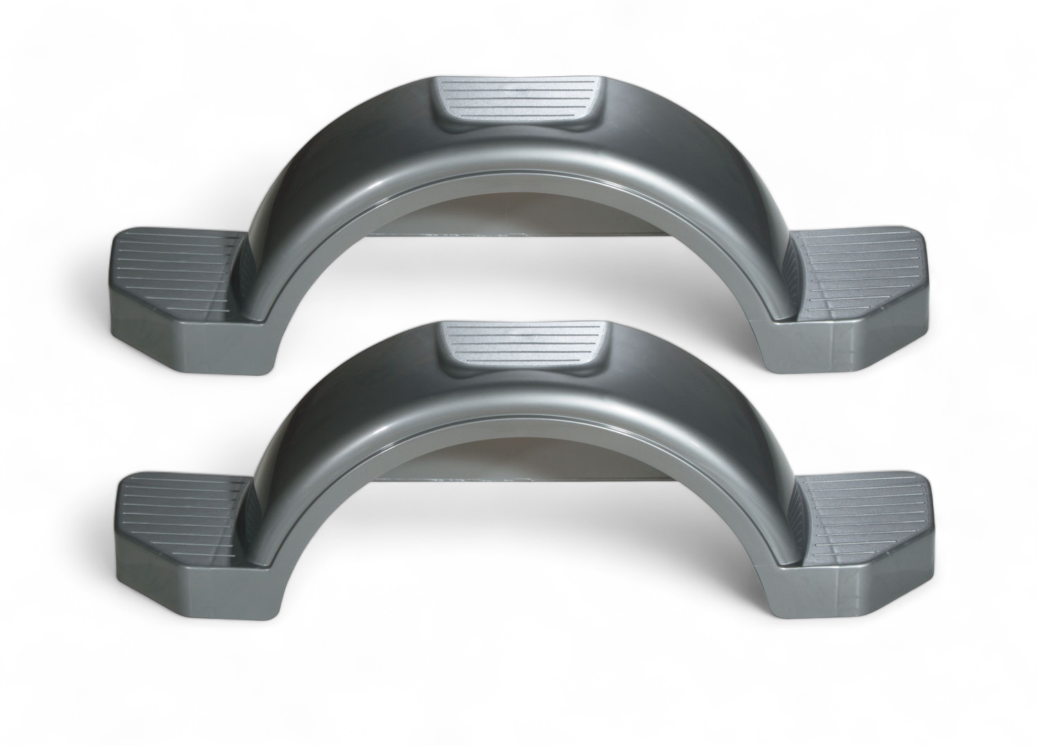 Set of 2, Fulton 13 in. Top & Side Step Silver Trailer Fender 008593 thumbnail 0