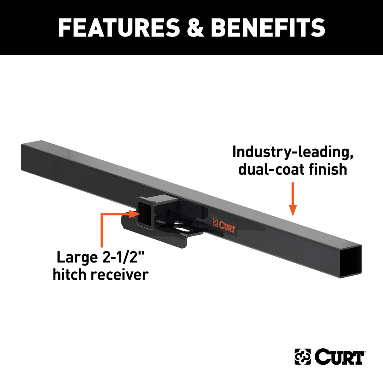 CURT 15922 62-Inch Class 5 Weld-On Hitch Center Section Only, 2-1/2-Inch Receiver, Up to 20,000 lbs thumbnail 2