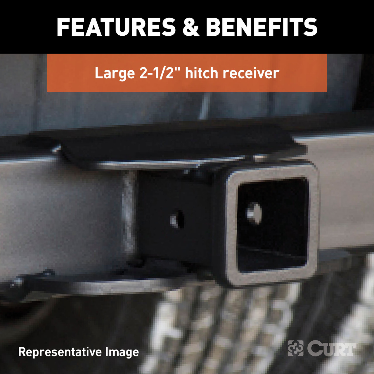 CURT 15925 Class 5 Weld-On Hitch, 2-1/2-Inch Receiver, Up to 20,000 lbs, 62-In Frames, 9" Drop thumbnail 3