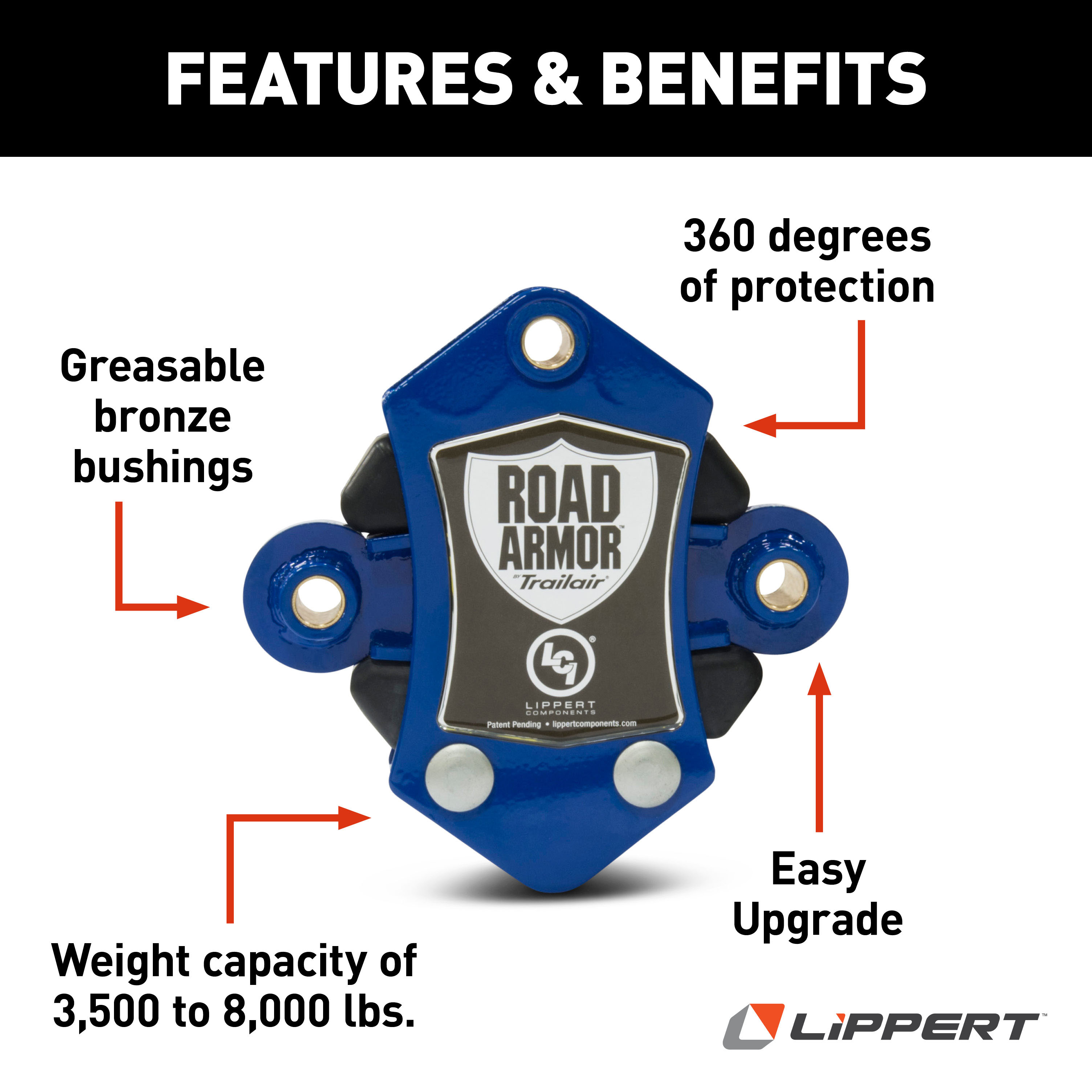 Lippert Road Armor Shock-Absorbing Trailer Equalizer Tandem Axle Kit, 3.5-8K lbs. 2021015191 thumbnail 1