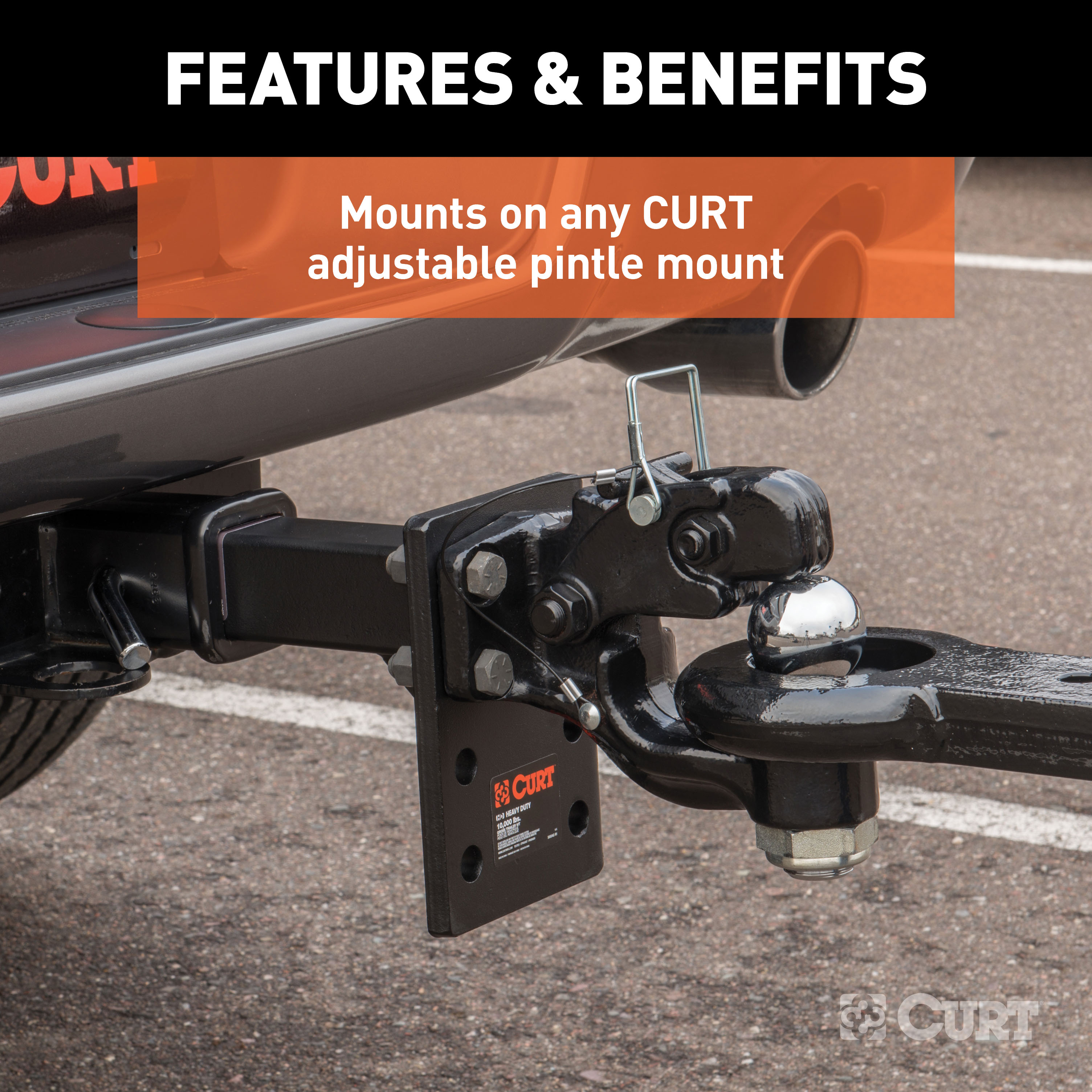 CURT 48180 Pintle Hitch with 1-7/8-Inch Trailer Ball, 16,000 lbs, Mount Required thumbnail 2