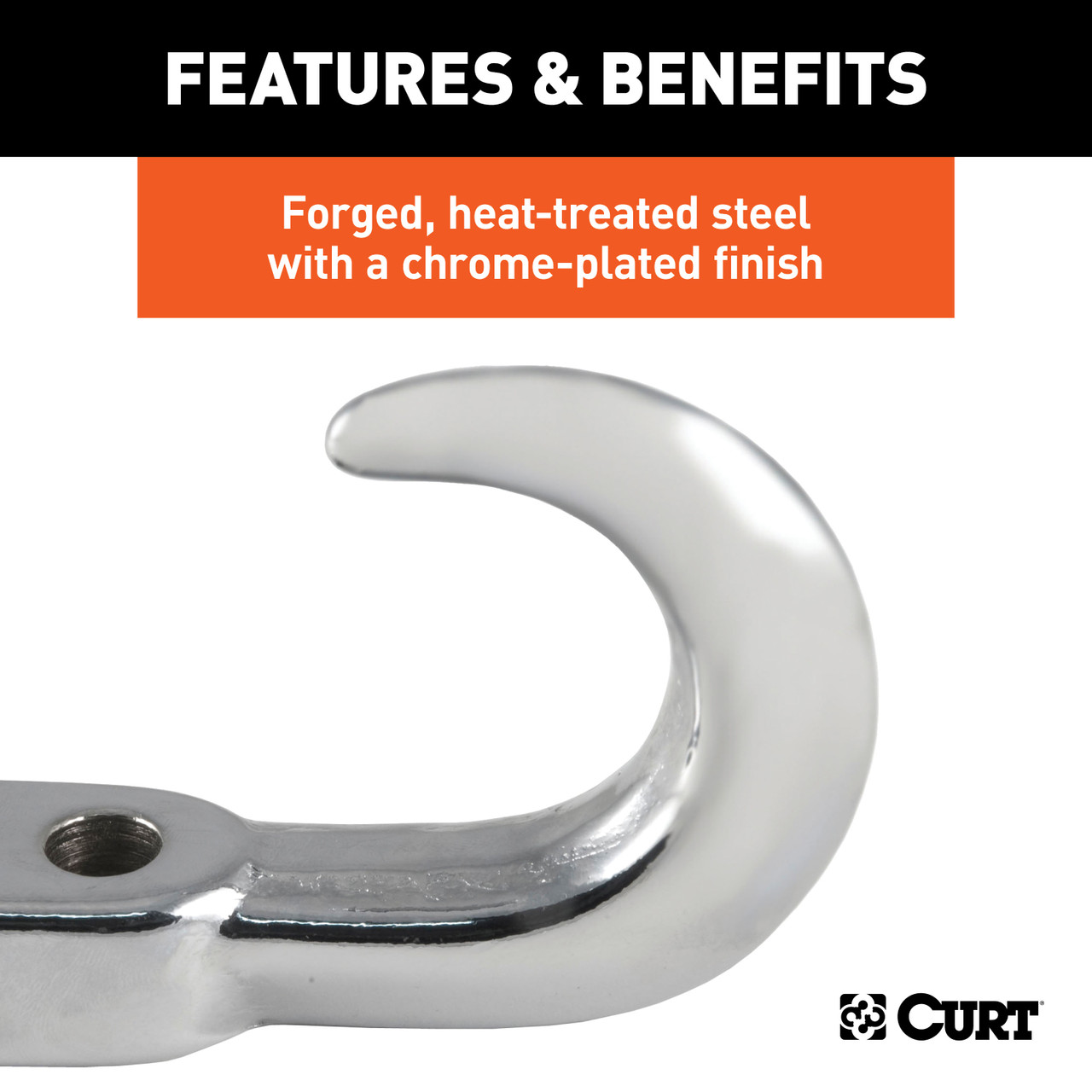 CURT 22420 Chrome Steel Tow Hook, 10,000 lbs Capacity thumbnail 2