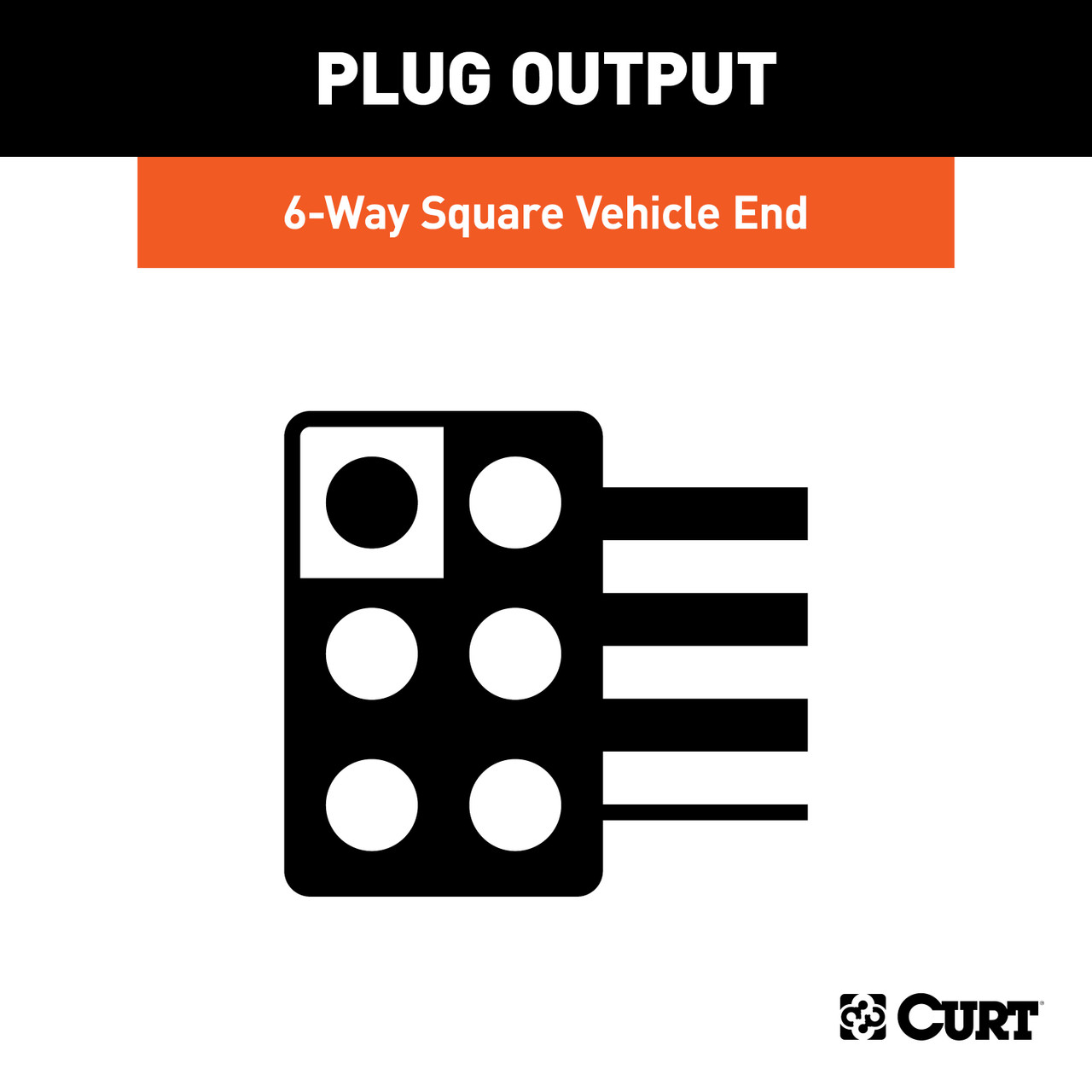 CURT 58035 Vehicle-Side 6-Pin Square Trailer Wiring Harness with 12-Inch Wires thumbnail 1