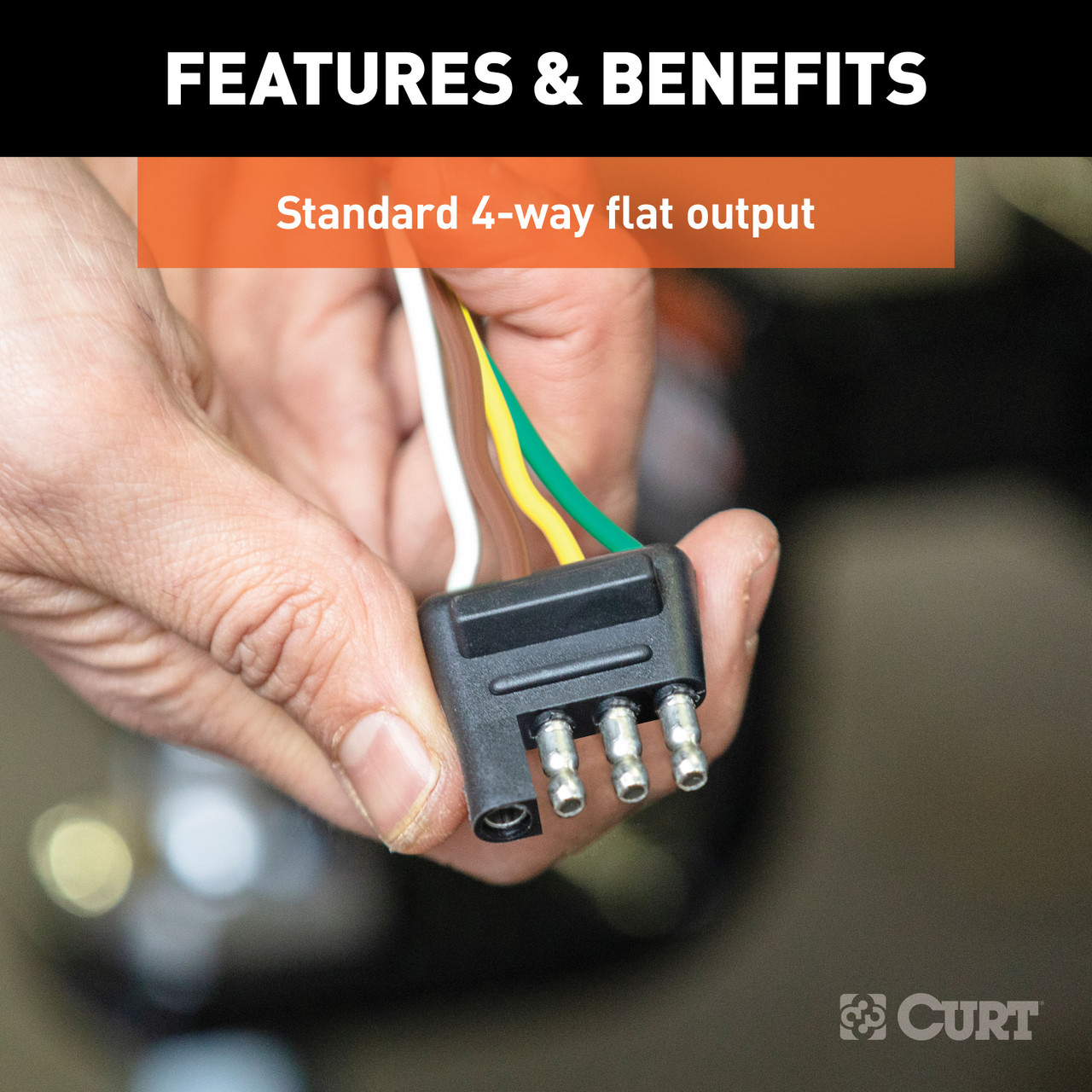 CURT 58349 Trailer-Side 4-Pin Flat Wiring Harness with 48-Inch Wires thumbnail 1