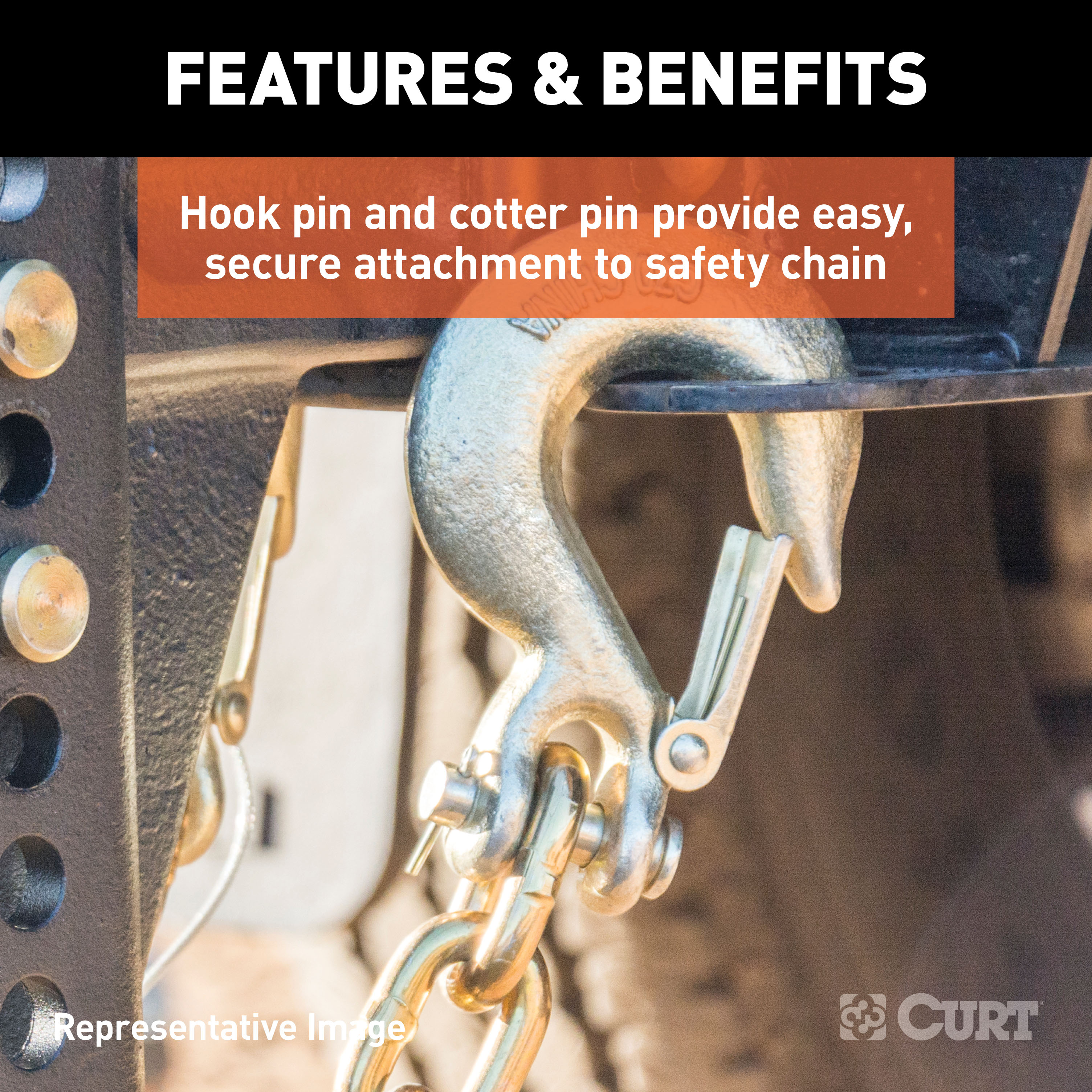 CURT 81950 5/16-Inch Forged Steel Clevis Slip Hook with Safety Latch, 18,000 lbs, 3/4-In Opening, 5/16" Pin thumbnail 4