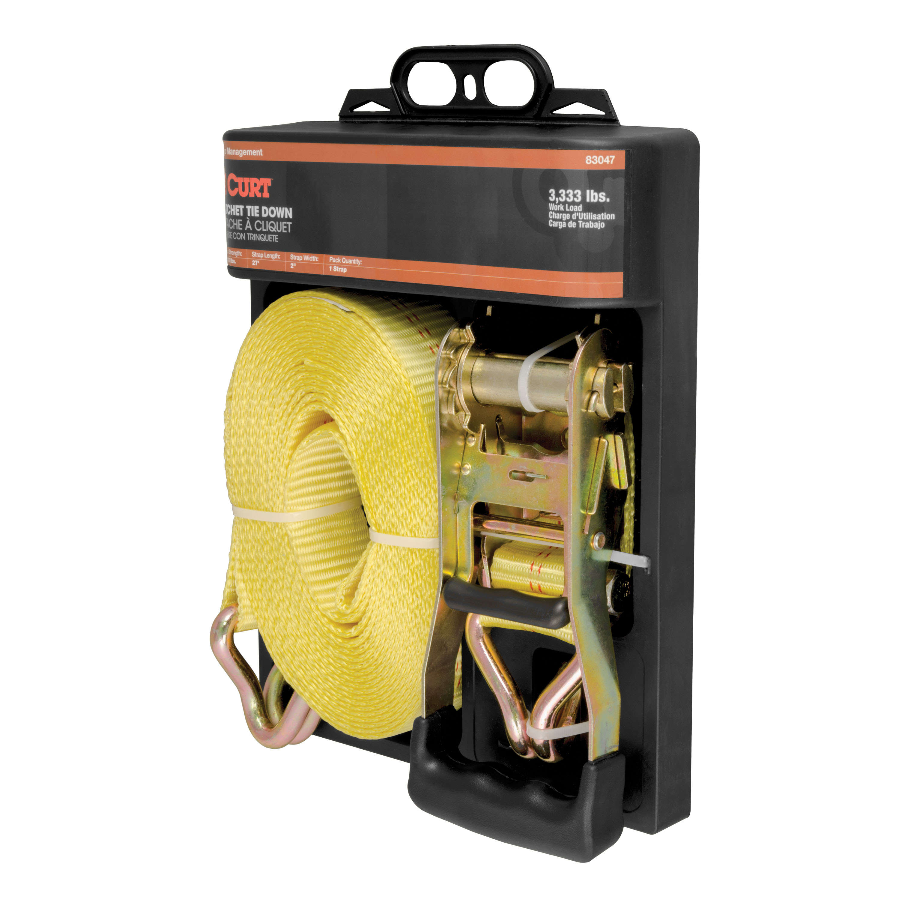 CURT 83047 2-Inch x 27-Foot Yellow Nylon Ratchet Strap, 10,000 lbs. Break Strength thumbnail 6