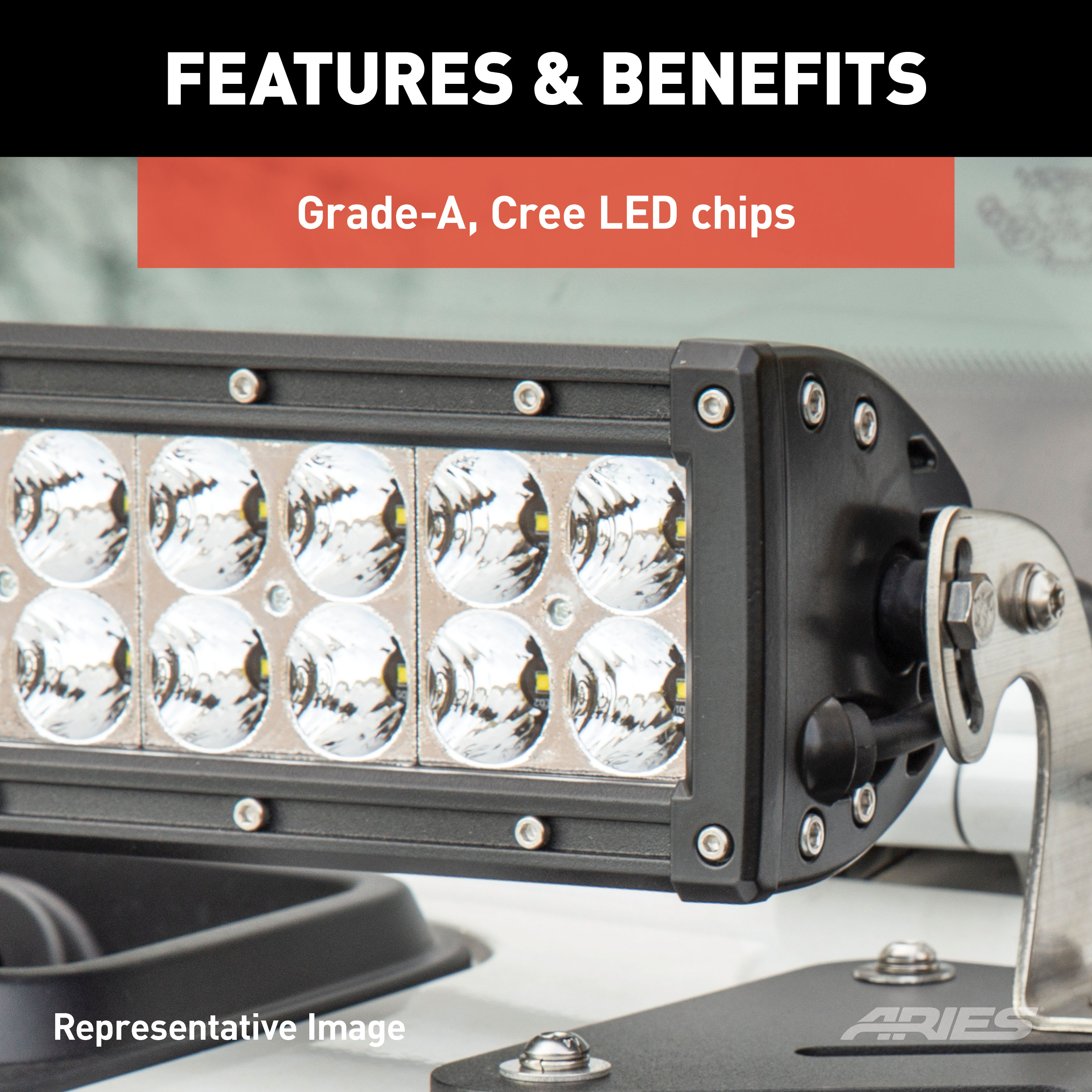 ARIES 1501303 50-Inch LED Light Bar for Jeep Wrangler TJ, Roof Mount Brackets, 24,000-Lumen Combo Beam thumbnail 4