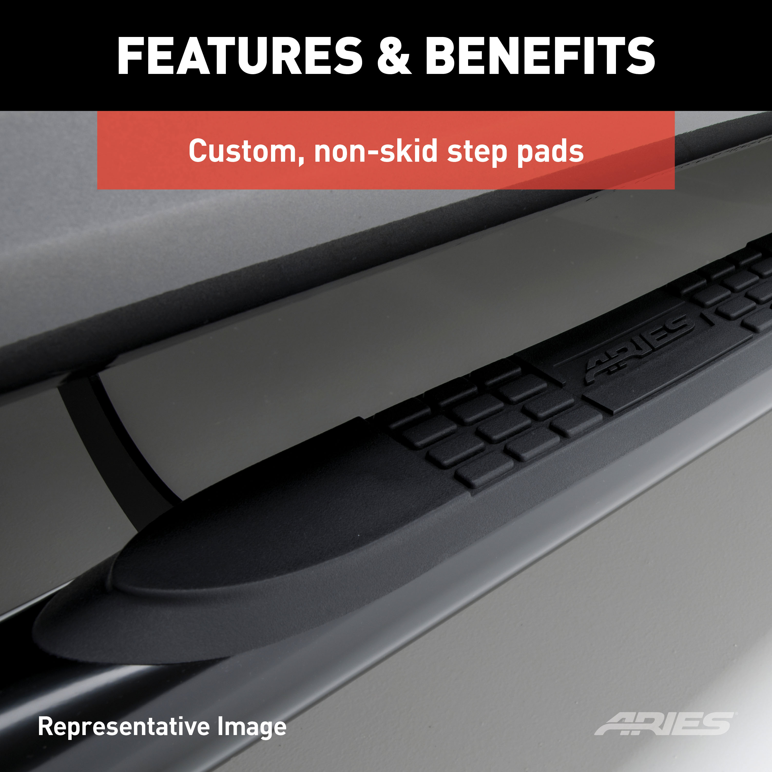 ARIES 204045-2 3-Inch Round Polished Stainless Steel Nerf Bars, No-Drill, Fits Select Chevrolet Silverado, GMC Sierra 1500, 2500, 3500 HD thumbnail 5