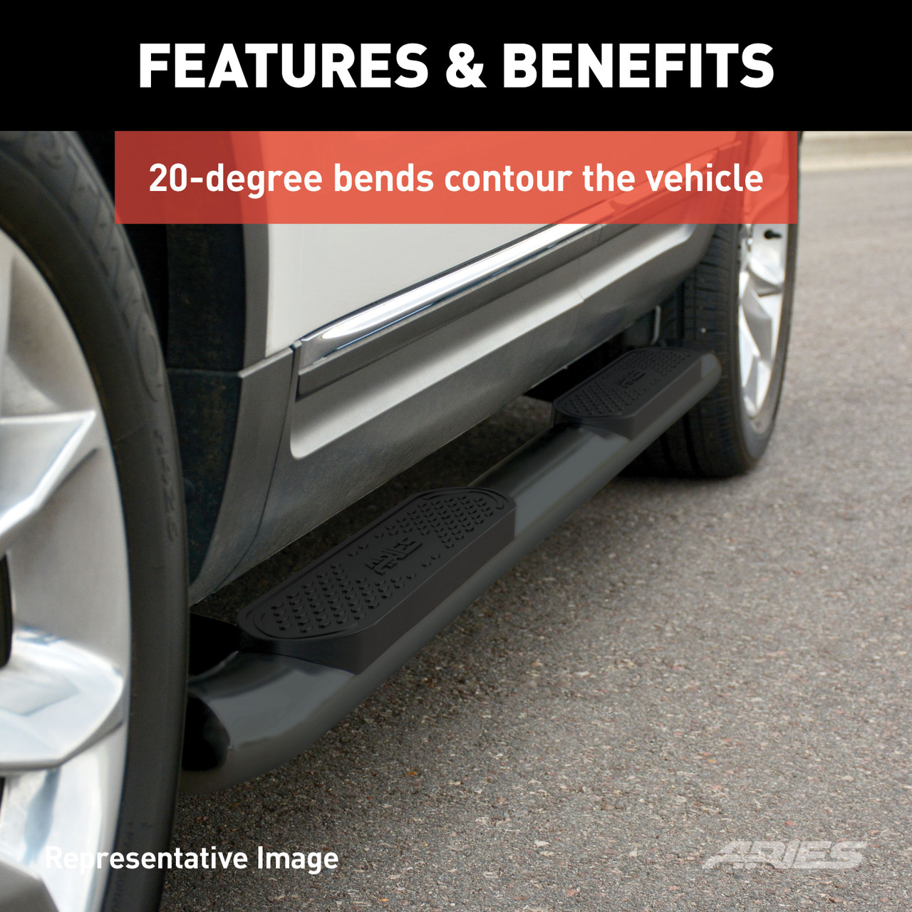 ARIES S225040 4-Inch Oval Black Steel Nerf Bars, Select Dodge, Ram 1500 thumbnail 4
