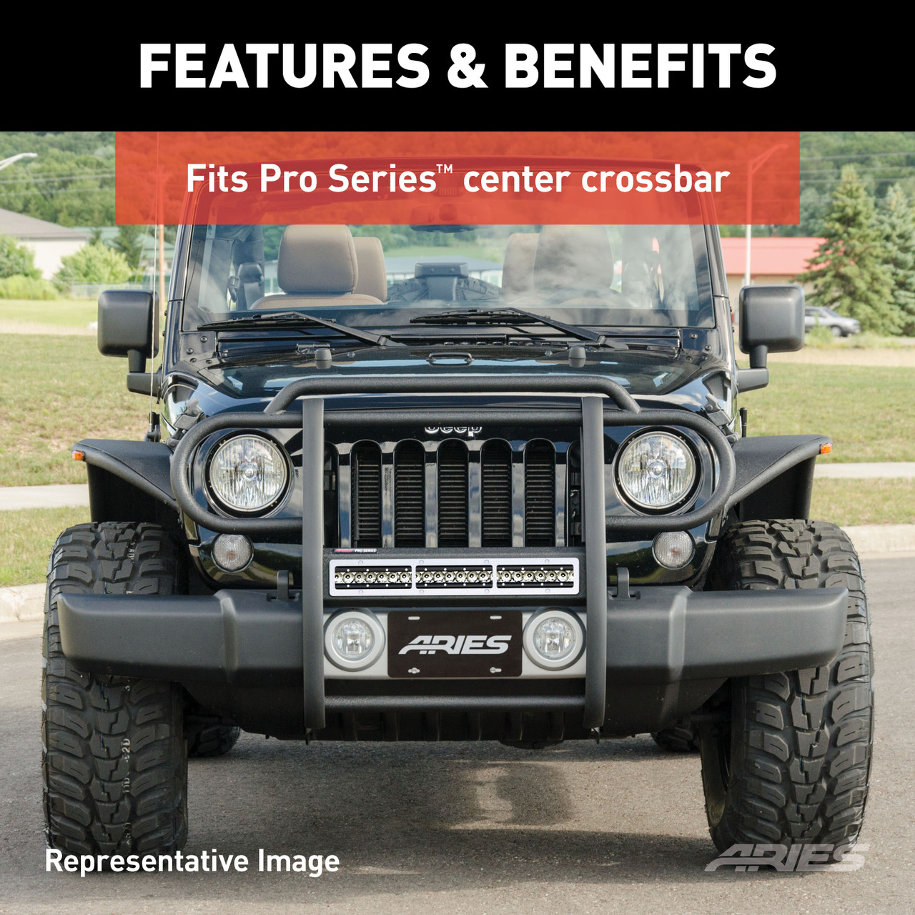ARIES PJ20OS Pro Series 20-Inch Brushed Stainless Steel Grille Guard Light Bar Cover Plate thumbnail 3