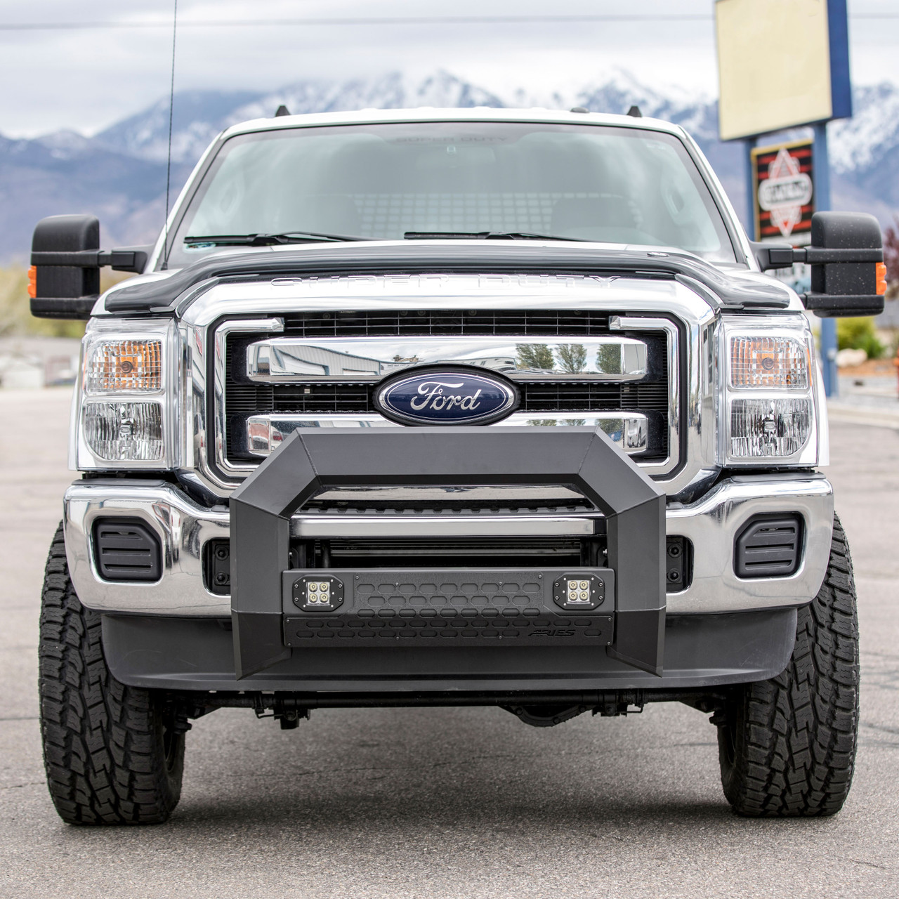 ARIES 2163103 AdvantEDGE Black Aluminum Truck Bull Bar with Lights, Select Ford F-250, F-350, F-450, F-550 Super Duty thumbnail 12