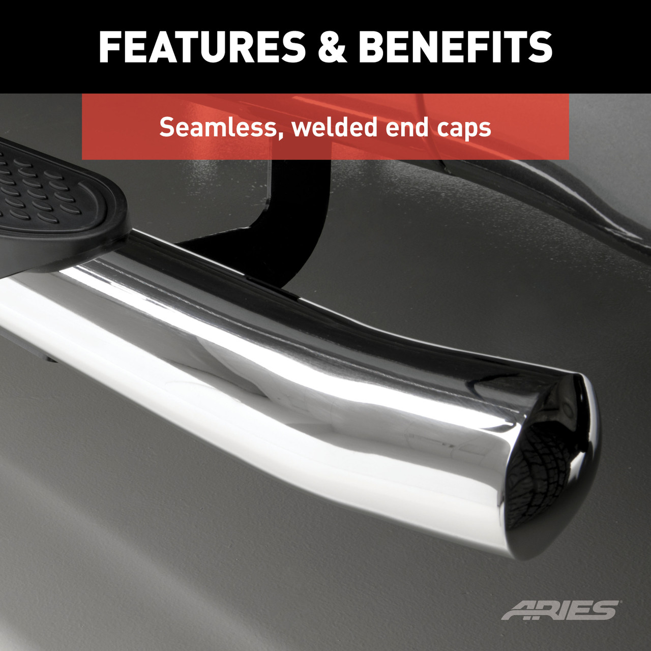 ARIES S223044-2 4-Inch Oval Polished Stainless Steel Nerf Bars, Select Ford F-150, F-250, F-350, F-450, F-550 Super Duty thumbnail 6