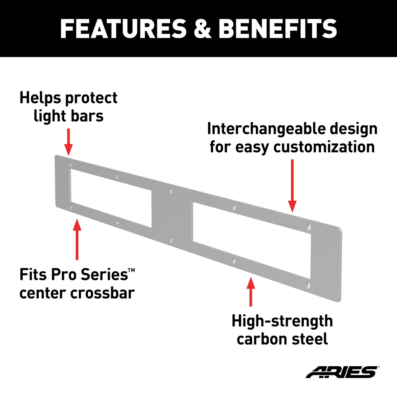 ARIES PC10OS Pro Series 30-Inch Brushed Stainless Steel Grille Guard Light Bar Cover Plate thumbnail 1